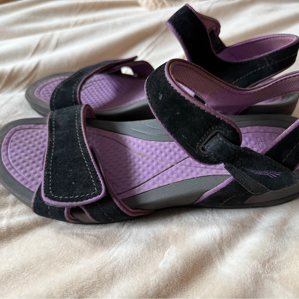 Dansko Black Suede and Purple strappy Sandals